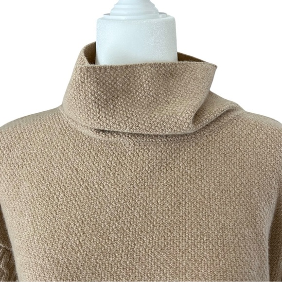MaxMara Size Small Tan Wool Cashmere Funnel Neck Boxy Short Sleeve Knit Sweater - Picture 7 of 13